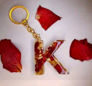 Resin Initial Keychains with Pressed Flowers
