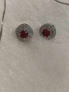 Diamond and ruby pendant set
