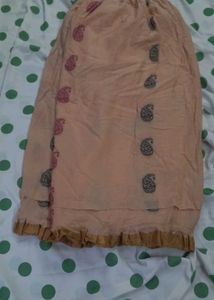 Peach Paisley Print Ethnic Skirt