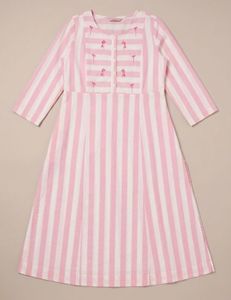 Pink Striped Embroidered Kurta