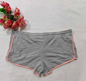 Casual Gray Shorts with Pink Trim