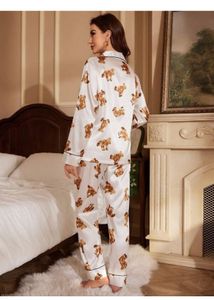 Cute Teddy Bear Satin Pajama Set
