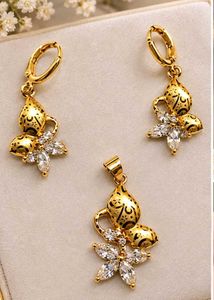 Gold Plated Butterfly Pendant & Earring Set