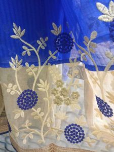 Royal Blue Embroidered Saree