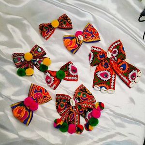 Boho Embroidered Hair Bows
