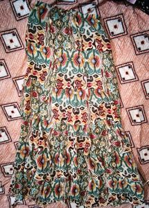 Boho Print Tiered Maxi Skirt