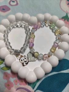 Cute Panda &amp; Pastel Beaded Bracelets Set