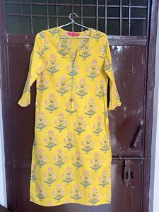 Vibrant Yellow Floral Print Kurta