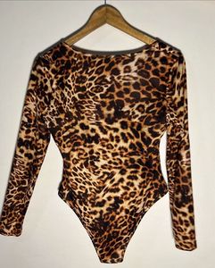 Leopard Print Bodysuit Top