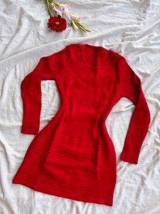 Red Knit Long Top/ Dress
