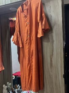 Orange Bell Sleeve Kurta