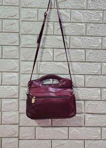 Chic Maroon Leather Handbag
