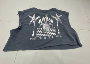 Grey Cropped Sleeveless T-Shirt