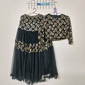 Elegant Black Floral Lehenga Set