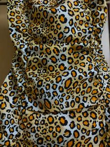 Sexy Mini Leopard Print Bodycon Ruched Dress