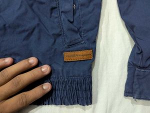 Men's Blue Duffle Hooded Jacket