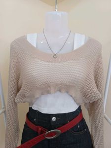 Sheer Knit Cropped Sweater