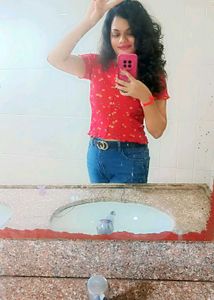 Cute Red Cherry Print Top