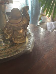 5” tall, Golden Laughing Buddha Statue