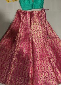 Elegant Green and Pink Silk Legenga Choli