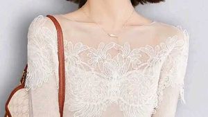 Elegant Lace Trim Sheer Long Sleeve Top
