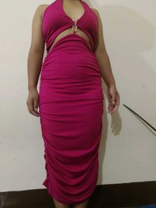 Chic Ruched Cut-Out Midi Dress