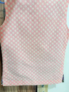 Peach Floral Sleeveless Waistcoat(M-L size)