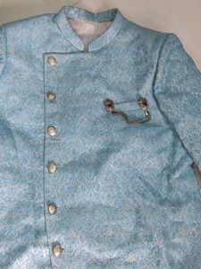 Men's Light Blue Jacquard Kurta