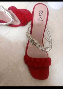 Elegant Stylish Red Transparent Heels – Brand New