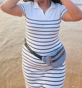 Striped Bodycon Dress with Fanny Pack