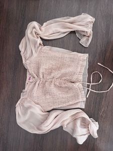 Chic Sheer Sleeve Smocked Crop Top