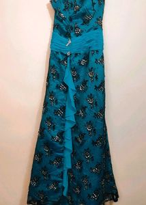 Cyan Color Stunning Embellished Gown 30 Bust