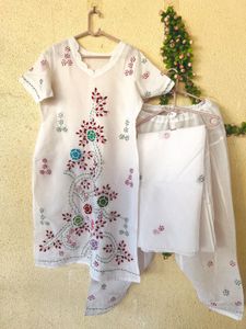 Elegant White Embroidered Kurta Set