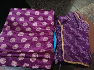 Elegant sky Blue &amp; Purple Saree