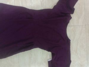 Elegant Purple Kurta with White Lace Trim