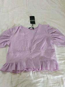 Shein Lilac Ruffle Hem Top