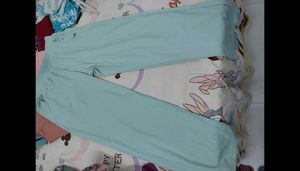 Light Blue Graphic Print Pants