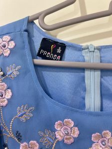 Pastel Blue Kurta set With palazzo &amp; Dupatta