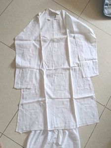 Mens White Cotton Pajama Set
