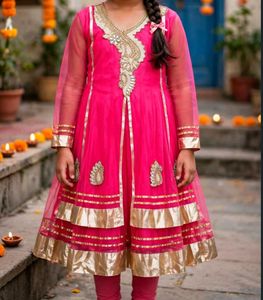 Pink & Gold Anarkali Dress