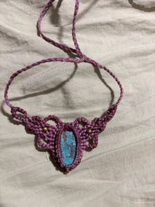 Boho MacrameNecklace with natural stone tor