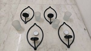 Set of 4 Modern Leaf Design Candle Holders