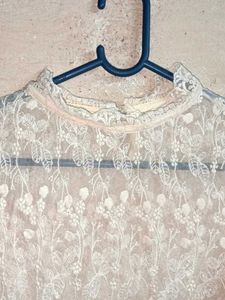 Elegant White Lace Top Sheer