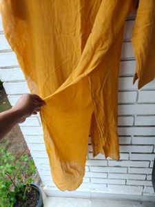 Stylish Yellow Long shirt with side slit for Women