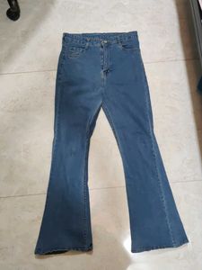 high waisted y2k Blue bootcut Jeans