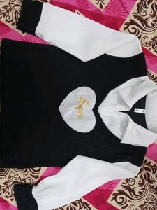 Chic Black and White Heart Top
