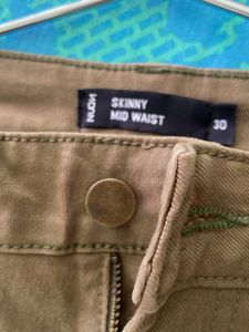 Olive Green Straight Jeans
