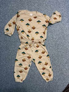 Cute Mushroom Print Kids Sweatshirt and Pants Set