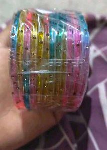 Vibrant Glitter Bangles Set( multicolour glass ban