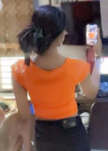 Vibrant Orange Square Neck Cropped Top